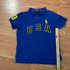 Blue Polo by Ralph Lauren Custom Fit Big Pony USA boys size large
